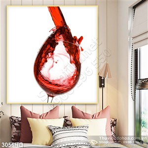 Tranh nha hang quan an ly rượu