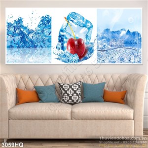 Tranh qủa cherry và đá