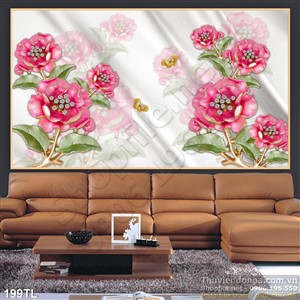 Tranh lụa 3D hoa kim cương đẹp