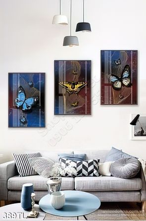 Tranh lụa 3D bươm bướm nghệ thuật treo tường đẹp