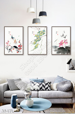 Tranh lụa 3D hoa bằng màu nước đẹp