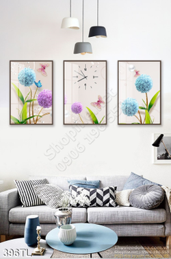 Tranh lụa 3D hoa tú cầu trang trí đẹp