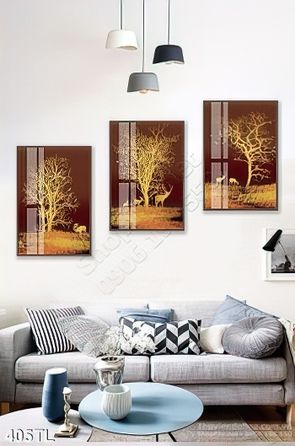 Tranh lụa cây vàng treo tường