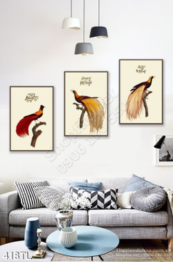 Tranh lụa 3D chim trang trí đẹp