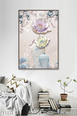 Tranh lụa 3D hoa Sen nghệ thuật đẹp