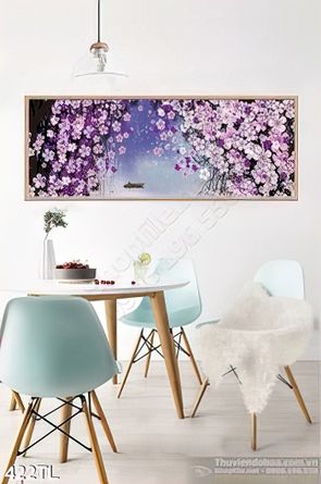 Tranh lụa 3D hoa nghệ thuật đẹp