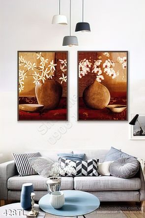 Tranh lụa 3D bình hoa lan nghệ thuật treo tường