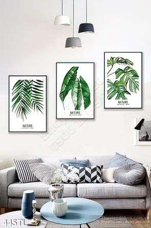 Tranh lụa 3D lá cây trang trí treo tường