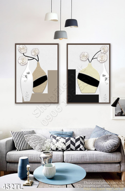 Tranh lụa 3D bình hoa nghệ thuật đẹp