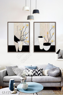 Tranh lụa 3D bình hoa in gạch đẹp