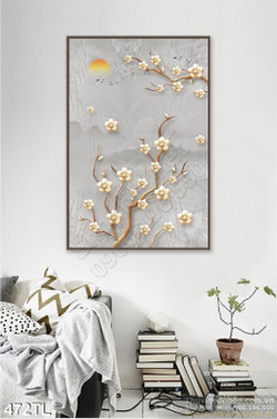 Tranh lụa 3D hoa Mai mùa xuân đẹp