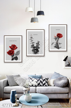 Tranh lụa 3D hoa hồng treo tường đẹp