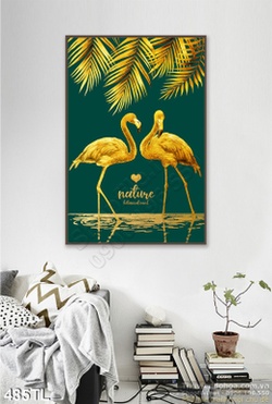 Tranh lụa 3D Hạc vàng nghệ thuật