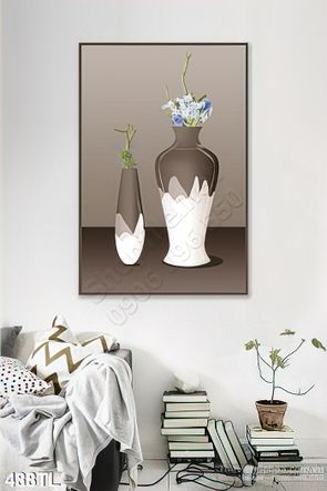 Tranh lụa 3D bình hoa treo tường đẹp