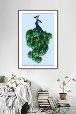 Tranh lụa 3D chim công treo tường đẹp