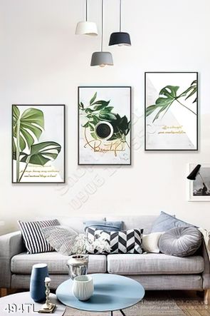 Tranh lụa 3D màu nước các loại lá cây