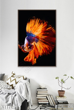 Tranh lụa 3D cá treo tường đẹp