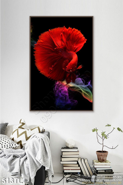 Tranh lụa 3D cá treo tường đẹp