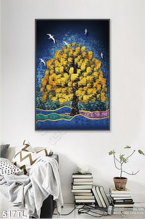 Tranh lụa 3D cây trang trí đẹp