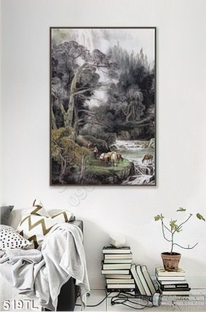 Tranh lụa 3D màu nước treo tường