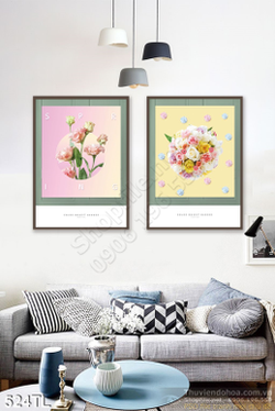 Tranh lụa 3D hoa hồng trang trí phòng khách