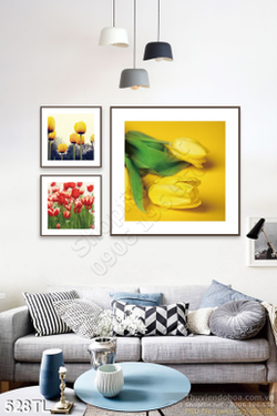 Tranh lụa 3D hoa tulip trang trí đẹp