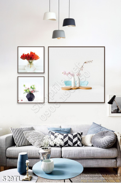 Tranh lụa 3D hoa tulip trang trí tường đẹp