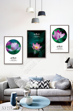 Tranh lụa 3D hoa sen trang trí đẹp
