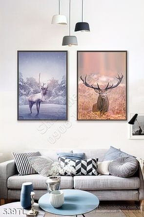 Tranh lụa 3D hươu nghệ thuật treo tường