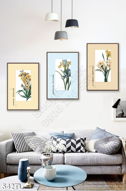Tranh lụa 3D màu nước hoa trang trí