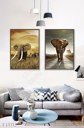 Tranh lụa 3D Voi nghệ thuật trang trí phòng khách