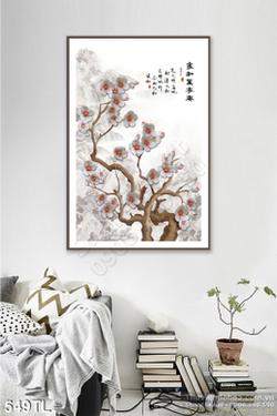 Tranh lụa 3D hoa đào mới nhất