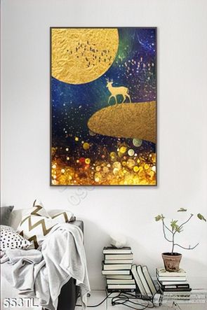 Tranh lụa 3D hươu nai treo tường đẹp