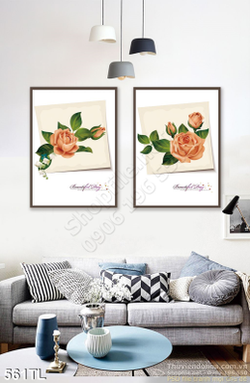 Tranh lụa 3D hoa hồng trang trí phòng khách