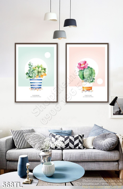 Tranh lụa màu nước xương rồng