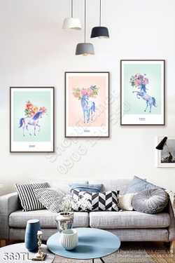Tranh lụa 3D ngựa treo tường đẹp