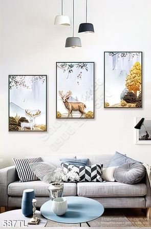 Tranh lụa 3D hươu nai đẹp độc đáo