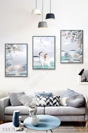 Tranh lụa 3D hươu nai nghệ thuật in tranh đẹp