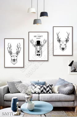 Tranh lụa 3D hươu nai nghệ thuật