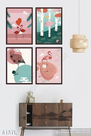 Tranh lụa 3D màu nước Hồng Hạc đẹp