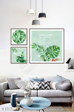 Tranh lụa 3D lá cây trang trí đẹp