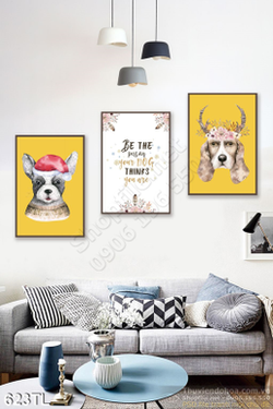 Tranh lụa 3D con vật treo tường đẹp