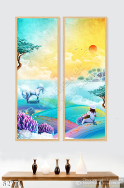 Tranh lụa 3D sơn dầu trang trí đẹp