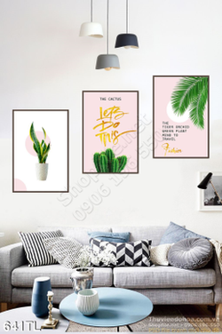 Tranh lụa 3D xương rồng treo tường đẹp