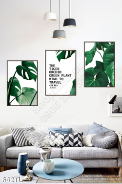 Tranh lụa 3D lá cây trang trí đẹp