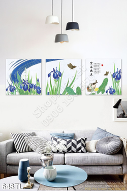 Tranh lụa 3D hoa trang trí phòng khách đẹp