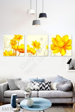 Tranh lụa 3D sen vàng đẹp nhất