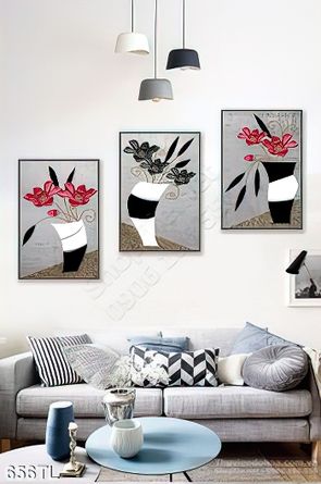Tranh lụa 3D bình hoa hiện đại