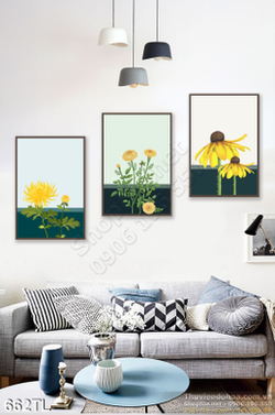 Tranh lụa 3D hoa Cúc in gạch đẹp treo tường