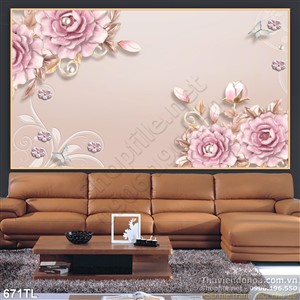 Tranh lụa 3D hoa hồng cổ điển